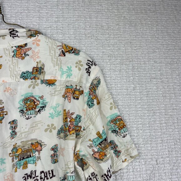 Nickelodeon SpongeBob Squarepants Summer Tropical Hawaiian Shirt Mens Size S - Picture 14 of 15
